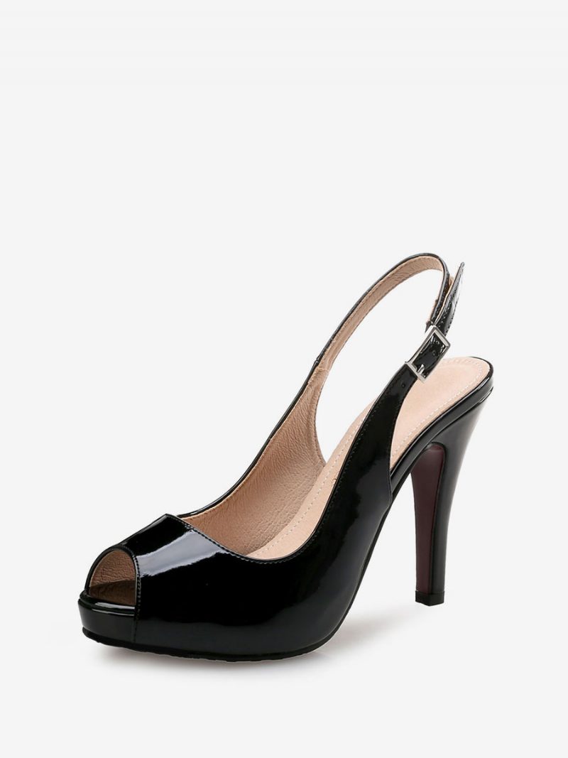 Slingback-pumps Für Damen Peep-toe-stiletto-absatzpumps Burgunderrot - Schwarz