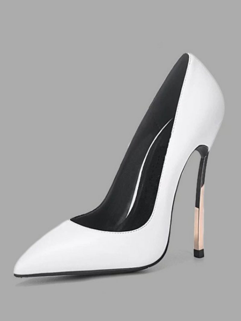 Weiße Basic-high-heels Für Damen Mit Spitzer Zehenpartie Und Stiletto-absatz