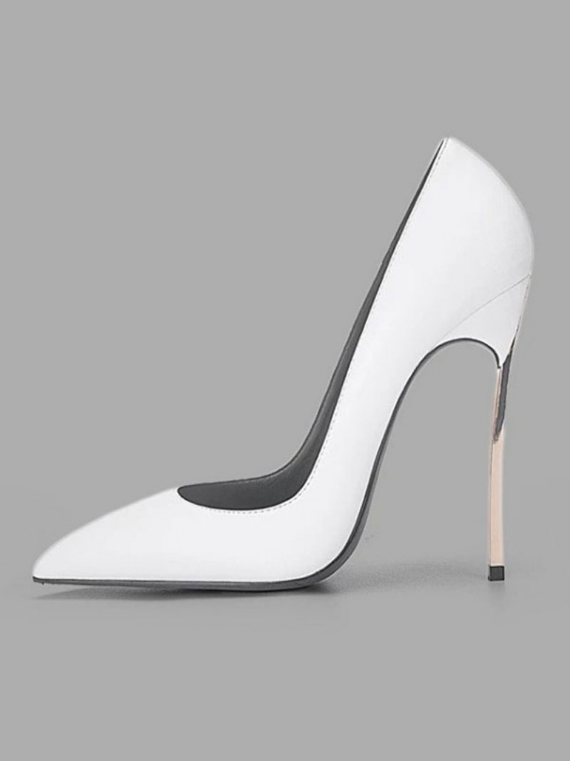 Weiße Basic-high-heels Für Damen Mit Spitzer Zehenpartie Und Stiletto-absatz - Weiß