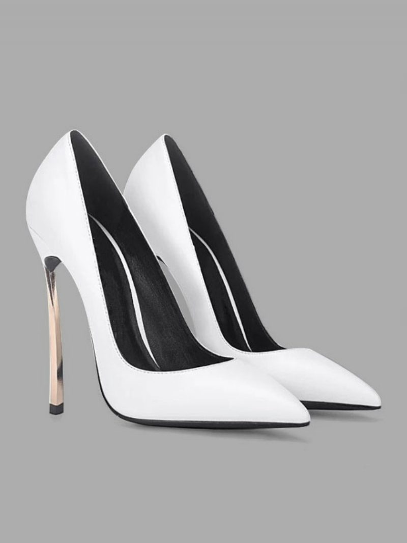 Weiße Basic-high-heels Für Damen Mit Spitzer Zehenpartie Und Stiletto-absatz - Weiß