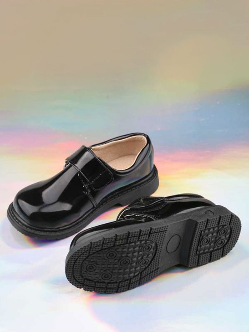 Abendschuhe Für Jungen Weiß Runde Zehenpartie Formelle Slip-on-party-loafer-schuhe - Schwarz