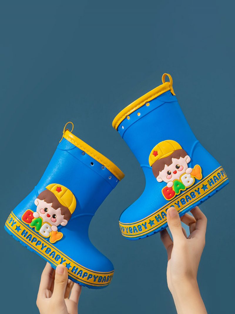 Kinderschuhe Hübscher Pu-leder-aufdruck Mit Geprägten Cartoon-figuren - Blau