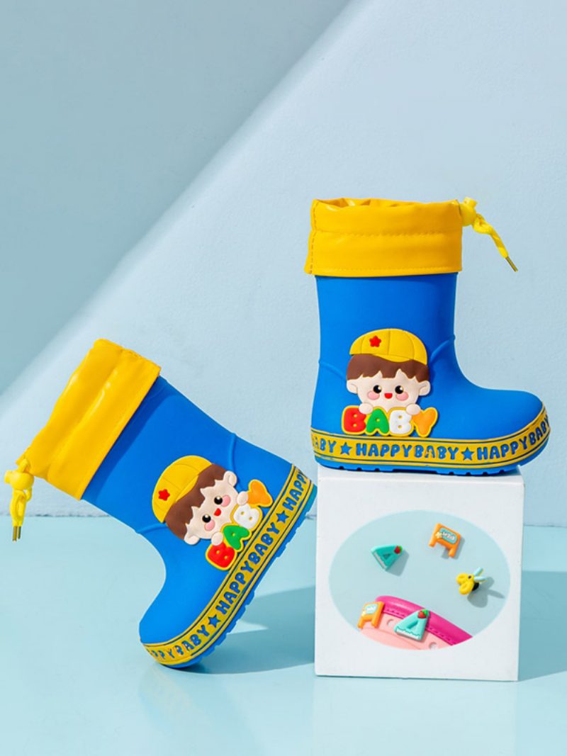 Kinderschuhe Hübscher Pu-leder-aufdruck Mit Geprägten Cartoon-figuren - Blau