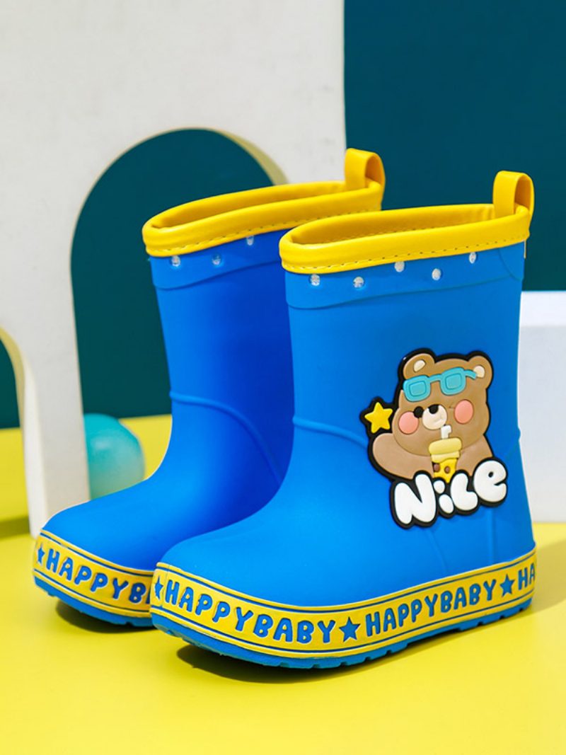 Kinderschuhe Trendiger Pu-leder-aufdruck Mit Geprägten Cartoon-figuren - Blau