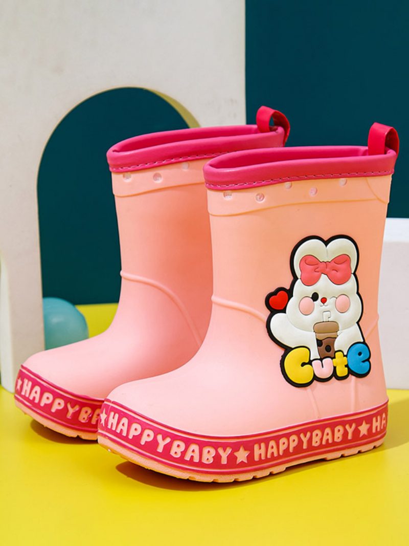 Kinderschuhe Trendiger Pu-leder-aufdruck Mit Geprägten Cartoon-figuren - Rosa