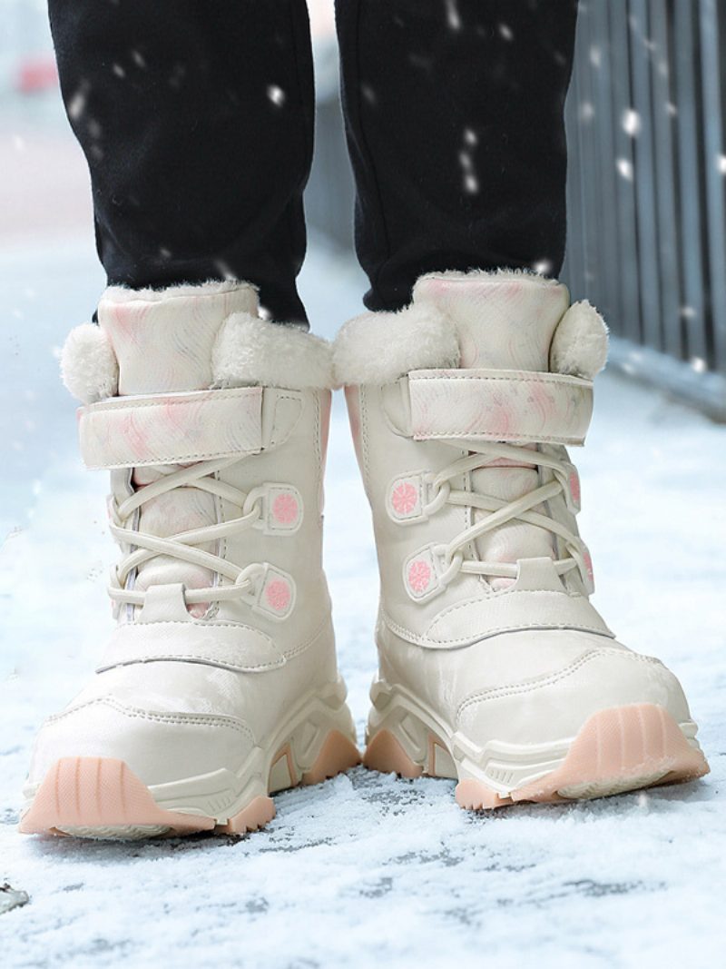 Schuhe Für Jungen Hübsche Winterstiefel Im Farbblockdesign - Weiß