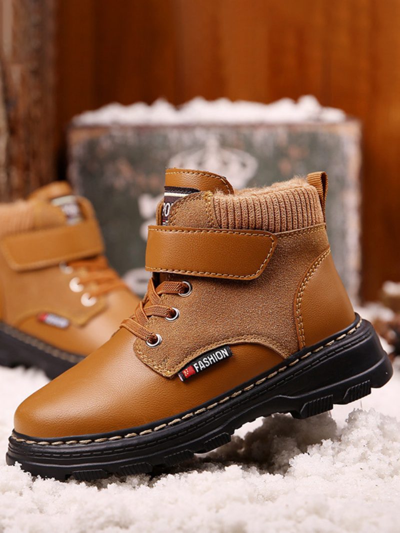 Schuhe Für Jungen Modische Schnür-schneestiefel - Kaffeebraun