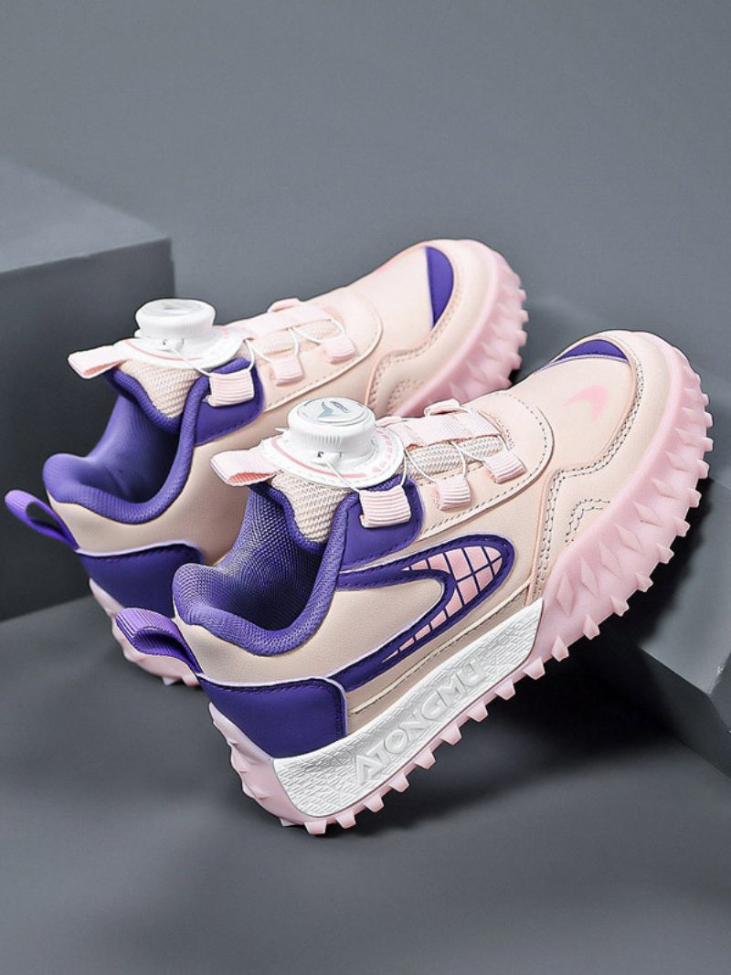 Schwarze Kinder-sneaker Mit Runder Zehenpartie - Rosa