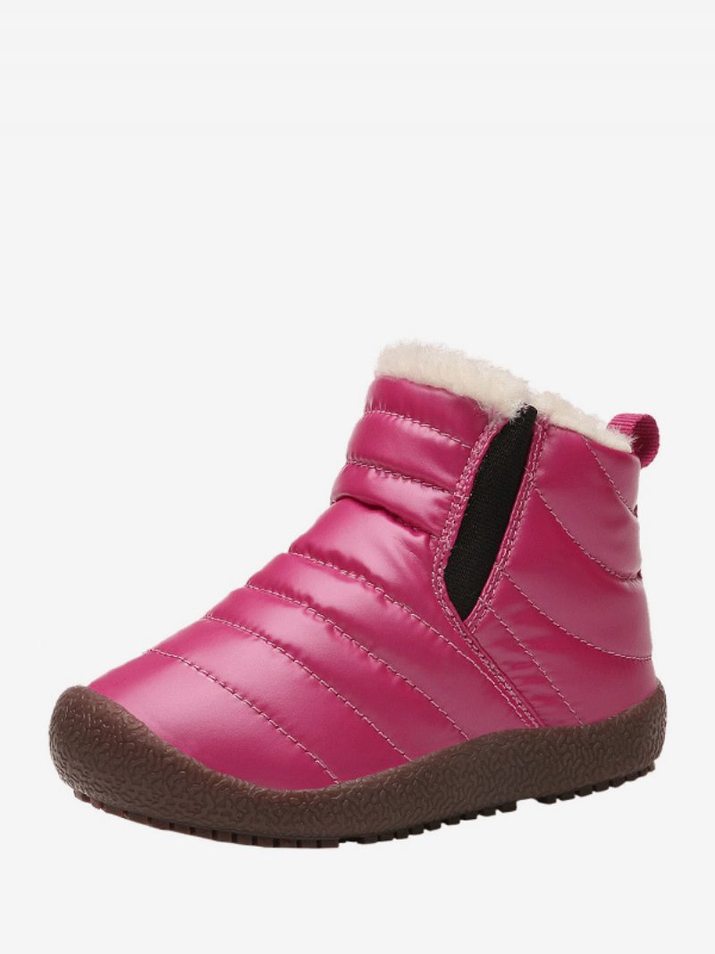 Unisex-kinder-schneestiefel Runde Zehen Kurze Winterstiefel Mit Plüschfutter - Rose