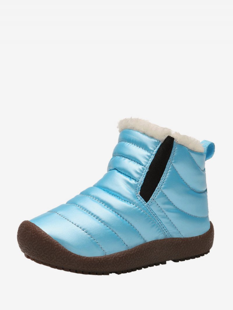 Unisex-kinder-schneestiefel Runde Zehen Kurze Winterstiefel Mit Plüschfutter - Blau