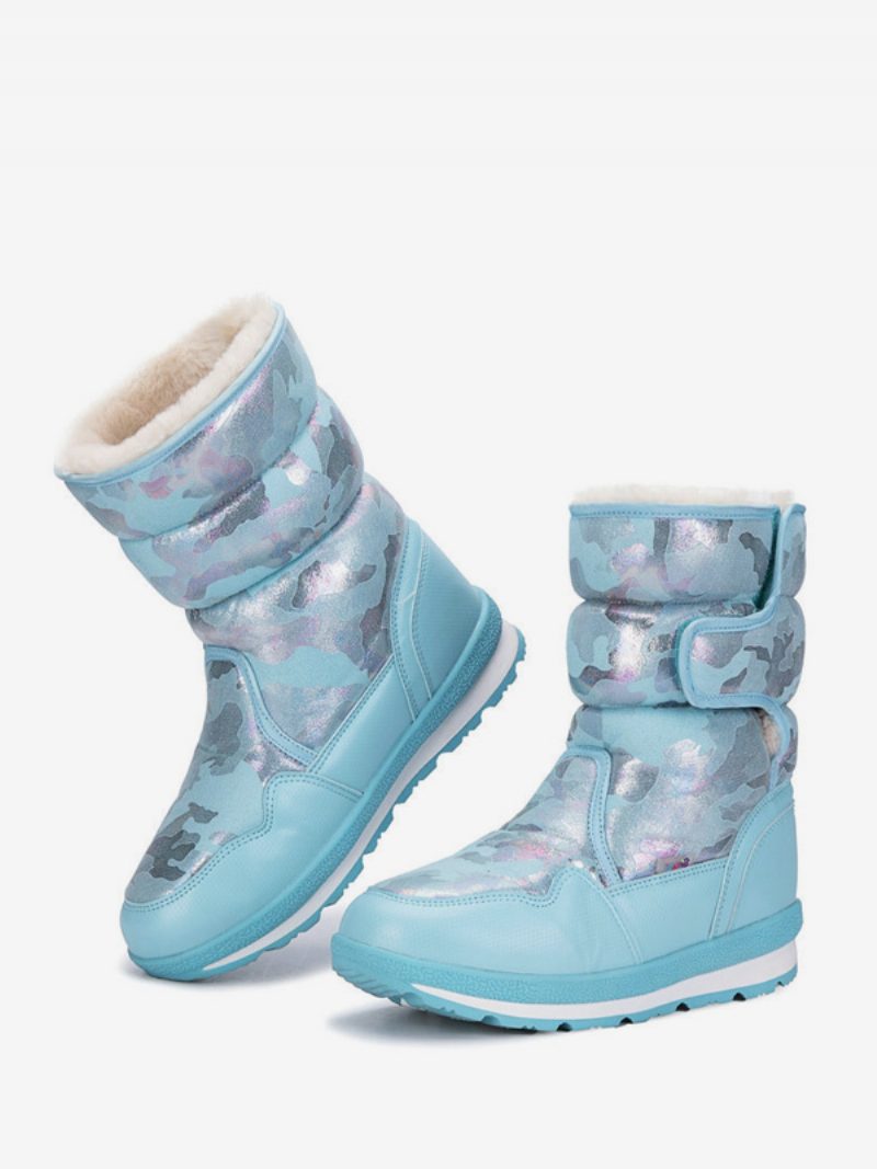 Unisex-winterstiefel Für Kinder Warme Schneestiefel Mit Runder Spitze - Helles Himmelblau