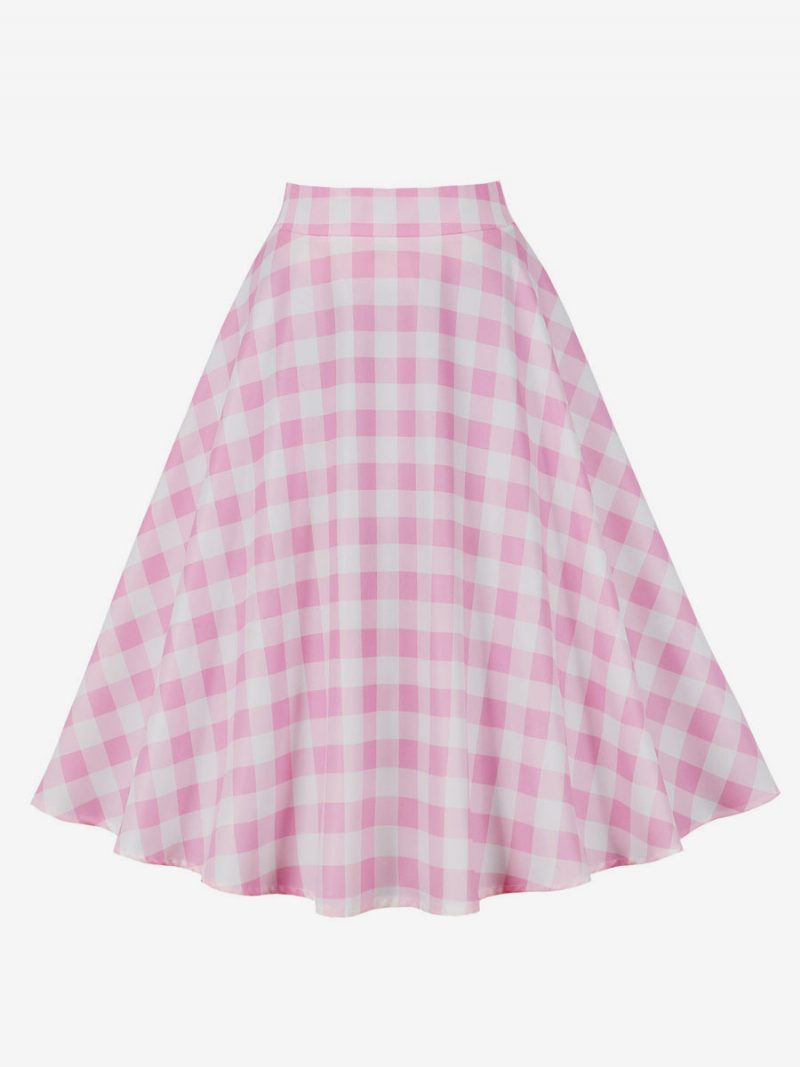 Barbie Rosa Gingham-rock Karierte Mittellange Damen-unterteile