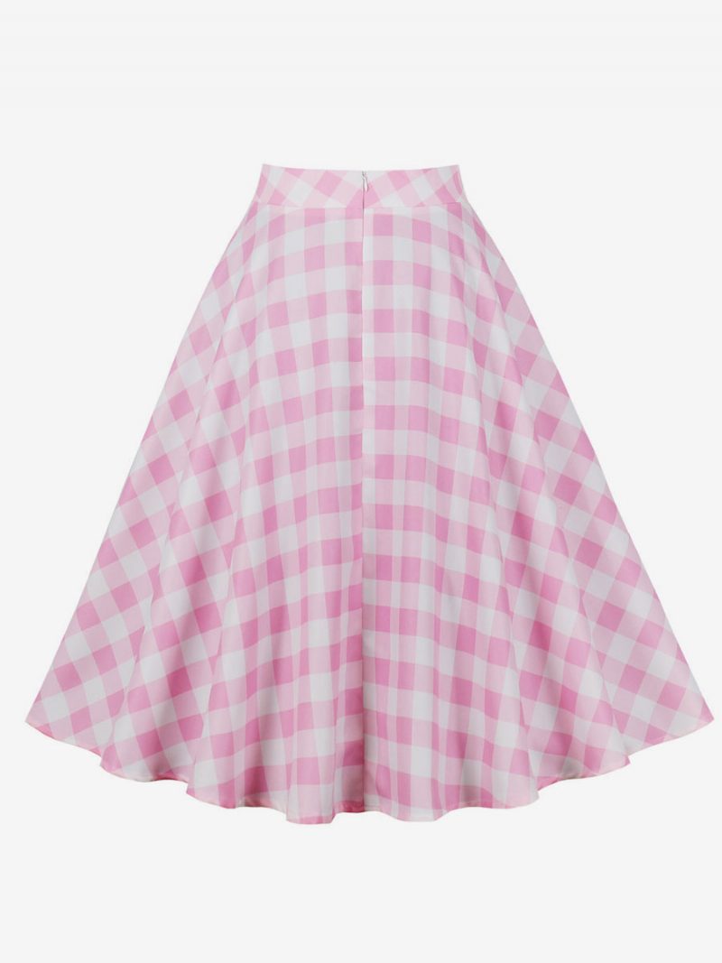 Barbie Rosa Gingham-rock Karierte Mittellange Damen-unterteile - Rosa