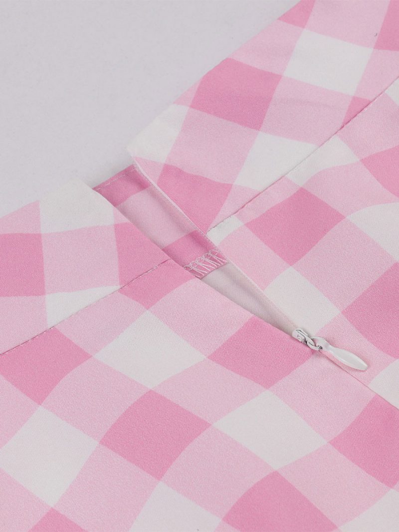 Barbie Rosa Gingham-rock Karierte Mittellange Damen-unterteile - Rosa