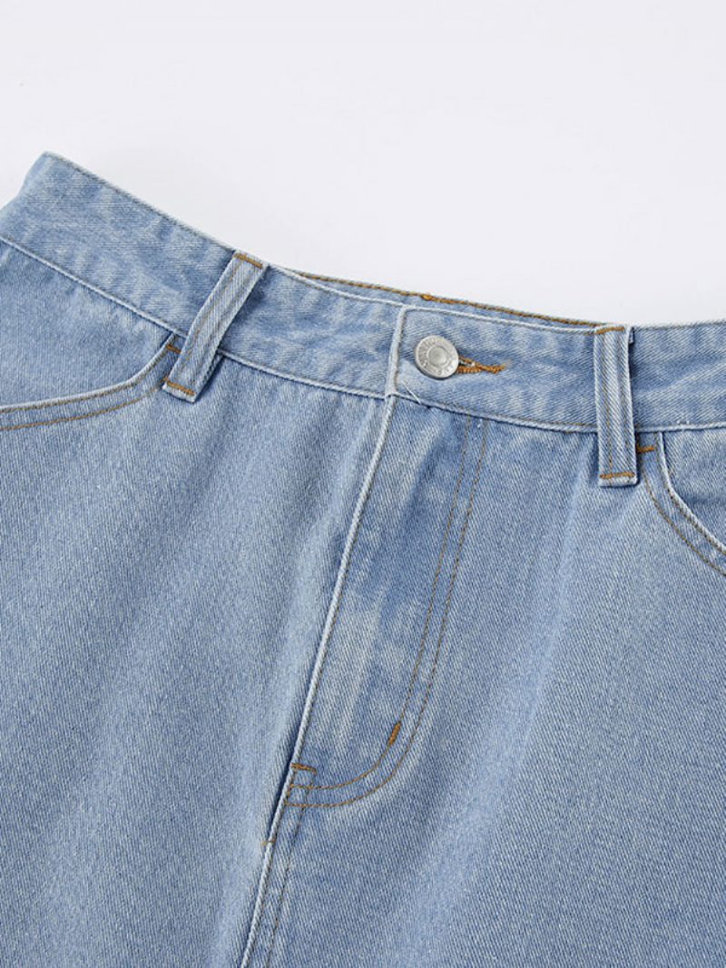 Rock Für Damen Blaue Knöpfe Denim Lange Damen-unterteile - Blau