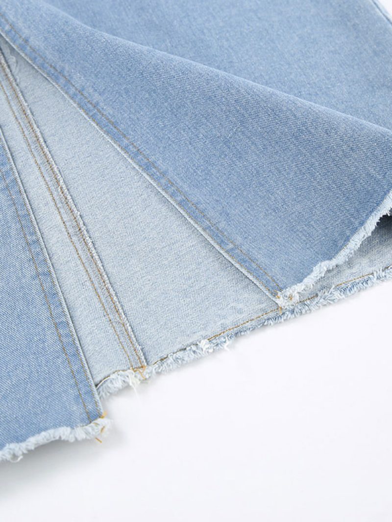 Rock Für Damen Blaue Knöpfe Denim Lange Damen-unterteile - Blau