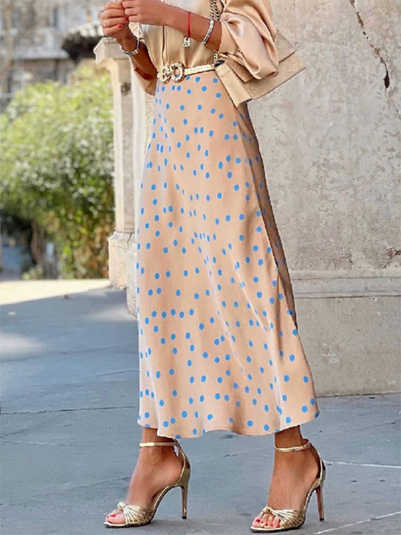 Rock Für Frauen Gold Polka Dot Langer Maxirock Damenboden - Blau