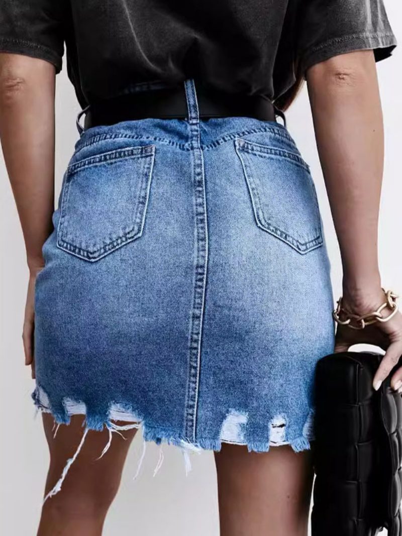 Röcke Blaue Unregelmäßige Erhöhte Taille Polyester Lässige Herbst-shorts Für Damen - Blau