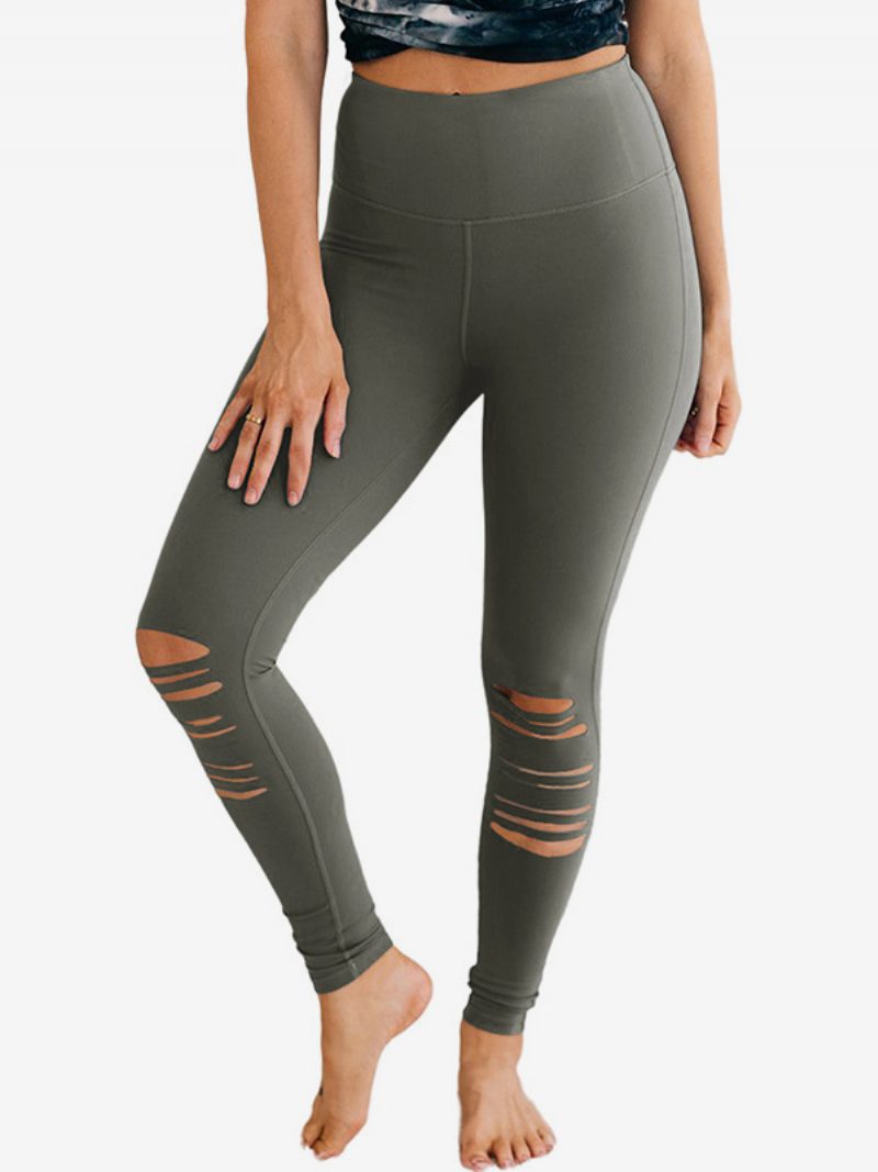 Damen-röhrenhose Mit Ausschnitt Und Hoher Taille Freizeithose Einfarbiger Farbe - Grau