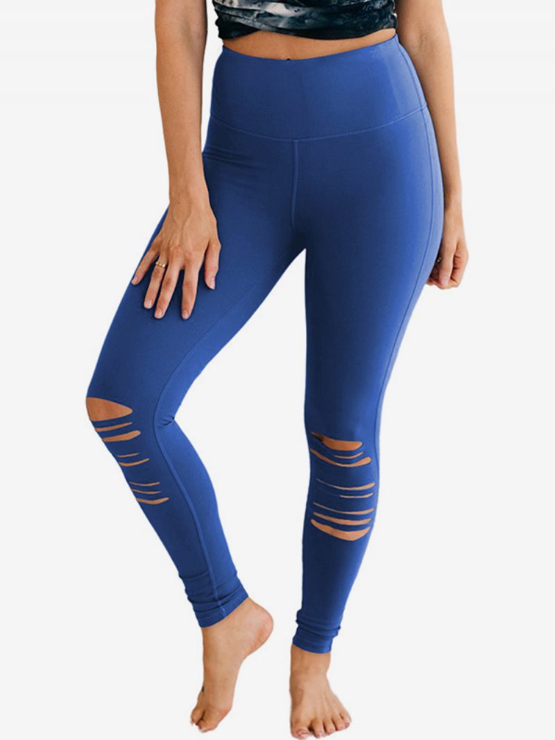 Damen-röhrenhose Mit Ausschnitt Und Hoher Taille Freizeithose Einfarbiger Farbe - Blau