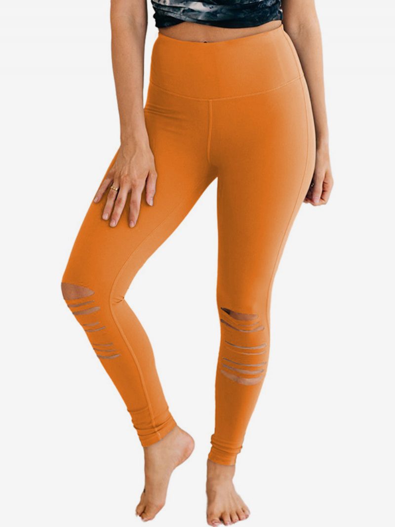 Damen-röhrenhose Mit Ausschnitt Und Hoher Taille Freizeithose Einfarbiger Farbe - Orange