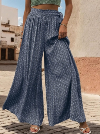 Damenhose Dunkelmarineblaue Wandelbare Zweifarbige Hose Aus Polyester Mit Schnürung Und Erhöhter Taille