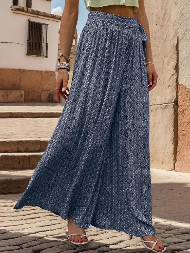 Damenhose Dunkelmarineblaue Wandelbare Zweifarbige Hose Aus Polyester Mit Schnürung Und Erhöhter Taille - Dunkles Marineblau