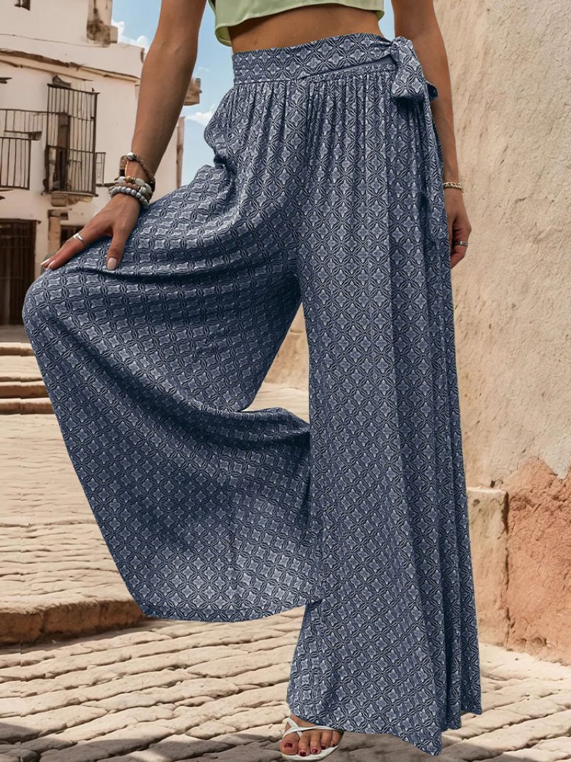 Damenhose Dunkelmarineblaue Wandelbare Zweifarbige Hose Aus Polyester Mit Schnürung Und Erhöhter Taille - Dunkles Marineblau