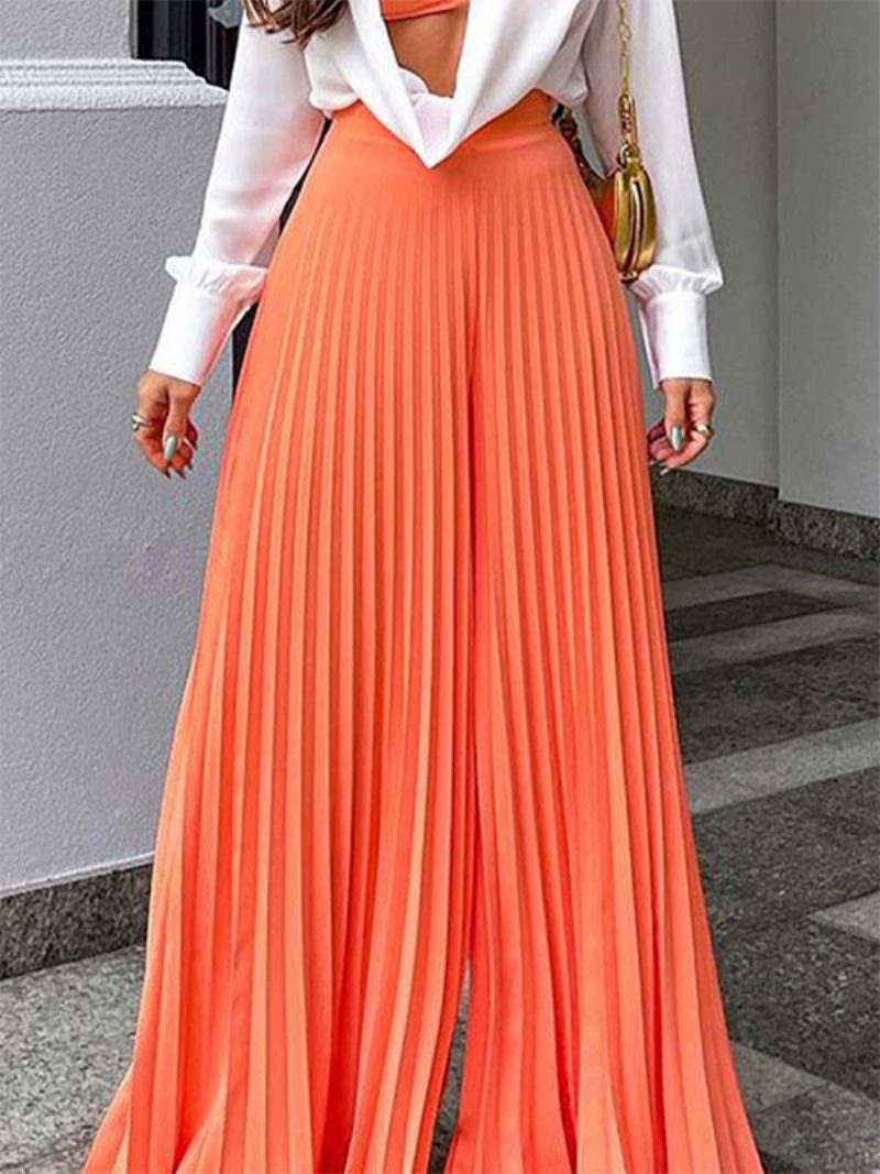 Damenhose Orangefarbene Plissierte Lagenhose - Orange