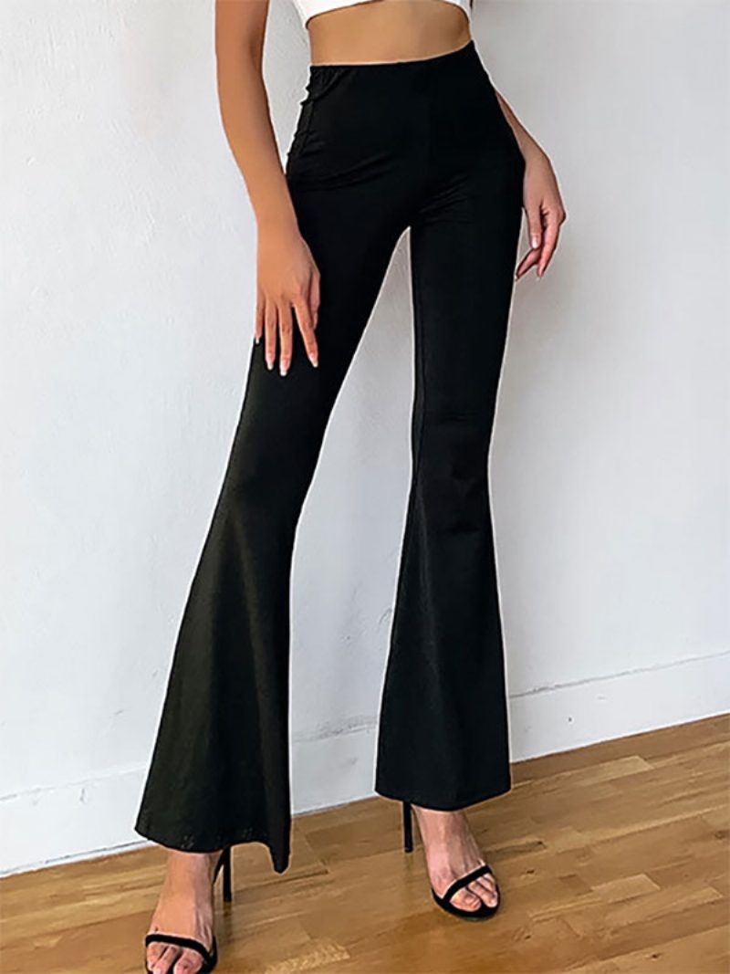 Damenhosen Schwarze Hose Mit Erhöhter Taille