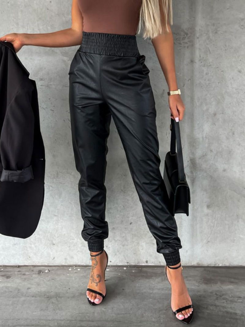 Damenhosen Schwarze Pu-lederhose - Schwarz