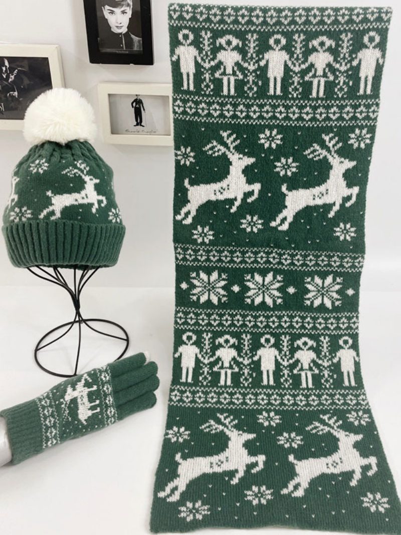 Damenschal Weihnachtsmuster Poly-/baumwollmischung Weihnachtsgeschenk Heimkleidung Winter Warm Süß Acc - Grün