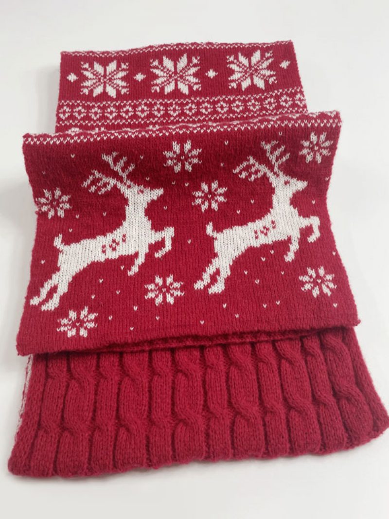 Damenschal Weihnachtsmuster Poly-/baumwollmischung Weihnachtsgeschenk Heimkleidung Winter Warm Süß Acc - Rot