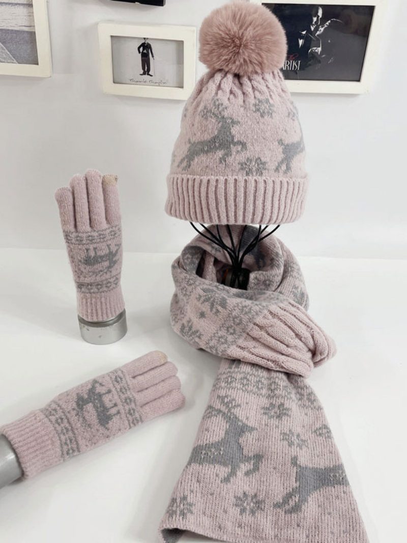 Damenschal Weihnachtsmuster Poly-/baumwollmischung Weihnachtsgeschenk Heimkleidung Winter Warm Süß Acc - Rosa