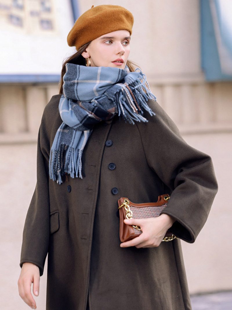 Klassischer Schal Mit Karomuster Dicker Herbst-winter-schal Für Damen - Blau