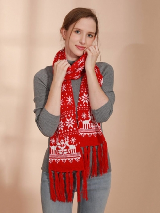 Schal Für Damen Weihnachtsmuster Fransen Winter Warm Acc